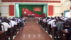 Quang cảnh hội nghị tổng kết tình hình thực hiện nhiệm vụ chính trị năm 2019 của Ban chấp hành Đảng bộ huyện Châu Thành